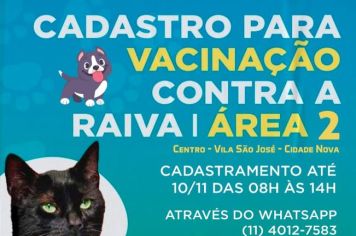 CADASTRO PARA VACINAÇÃO CONTRA A RAIVA ÁREA 02