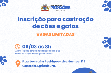 INSCRIÇÃO PARA CASTRAÇÃO DE CÃES E GATOS