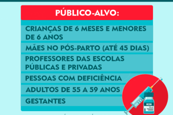 TERCEIRA E ÚLTIMA FASE DA CAMPANHA DE VACINAÇÃO CONTRA A INFLUENZA