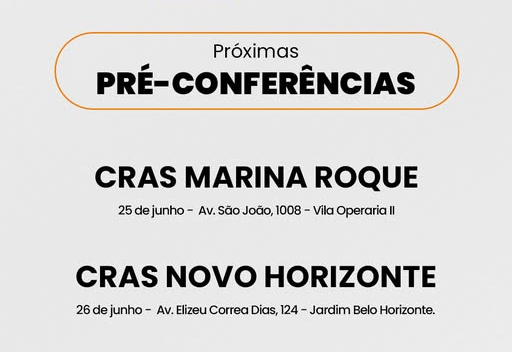 PRÓXIMAS PRÉ-CONFERÊNCIAS