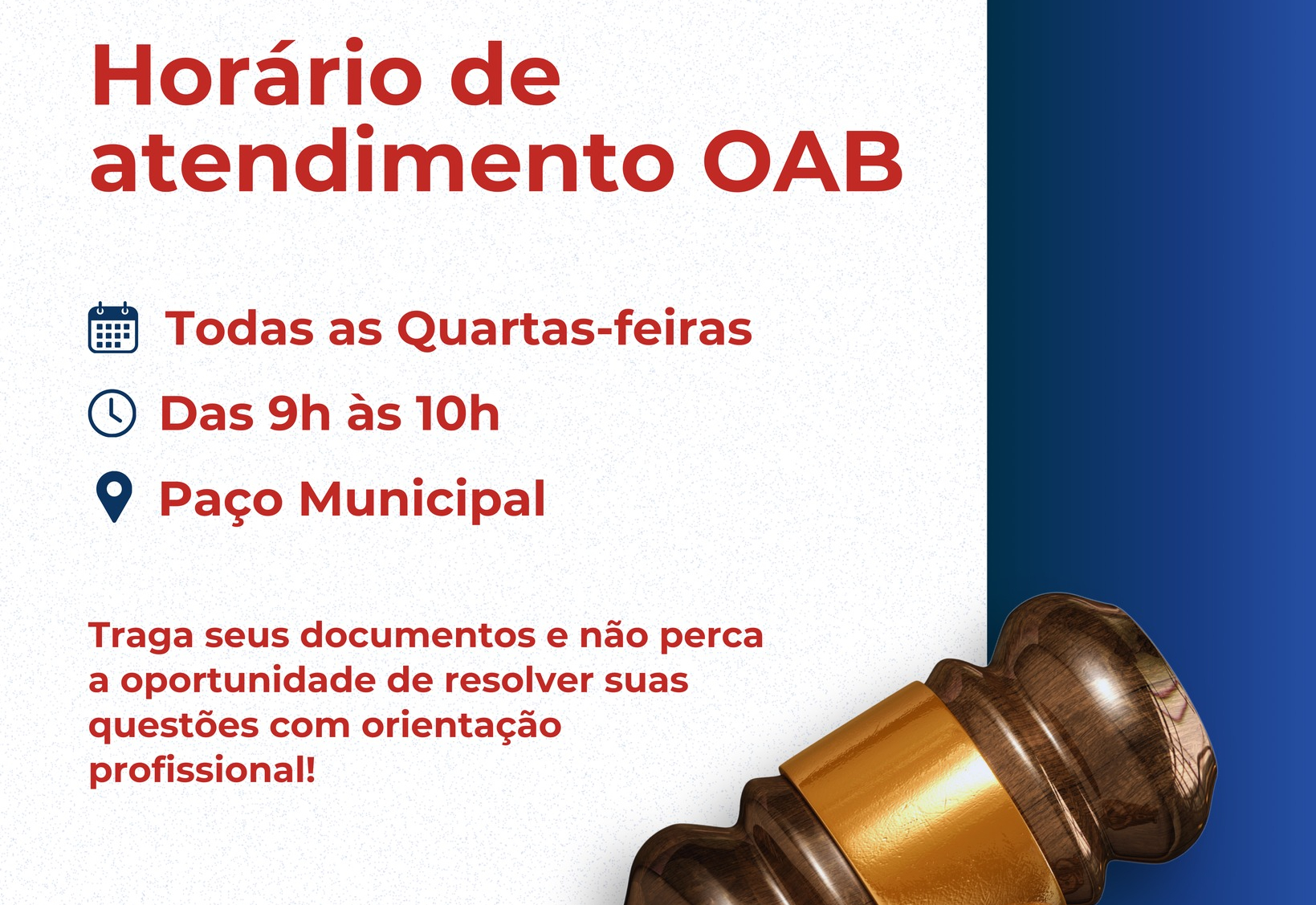 HORÁRIO DE ATENDIMENTO DA OAB